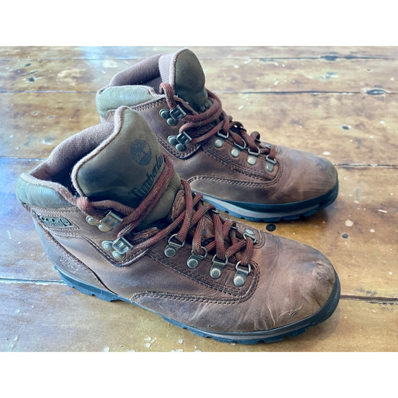 Vintage Timberland Euro Hiker Boots Brown Leather Mens 8.5M 90s Classic Hiking main image 6